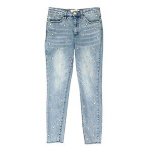 Judy Blue Jeans Womens 29 Blue Denim Ankle Skinny Fit Embroidered Star 5 Pockets